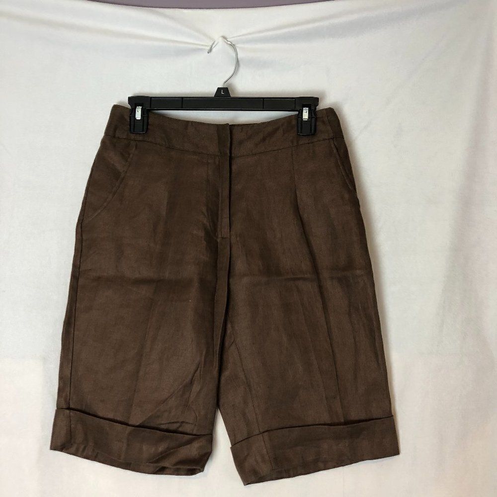WORTHINGTON Size 6 Chocolate MODERN FIT Cuffed Bermuda DRESS SHORTS NWT. WS